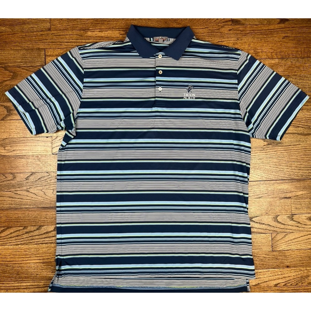 Peter Millar Summer Comfort Crown Sport Golf Polo Shirt Striped Blue Men's Sz XL